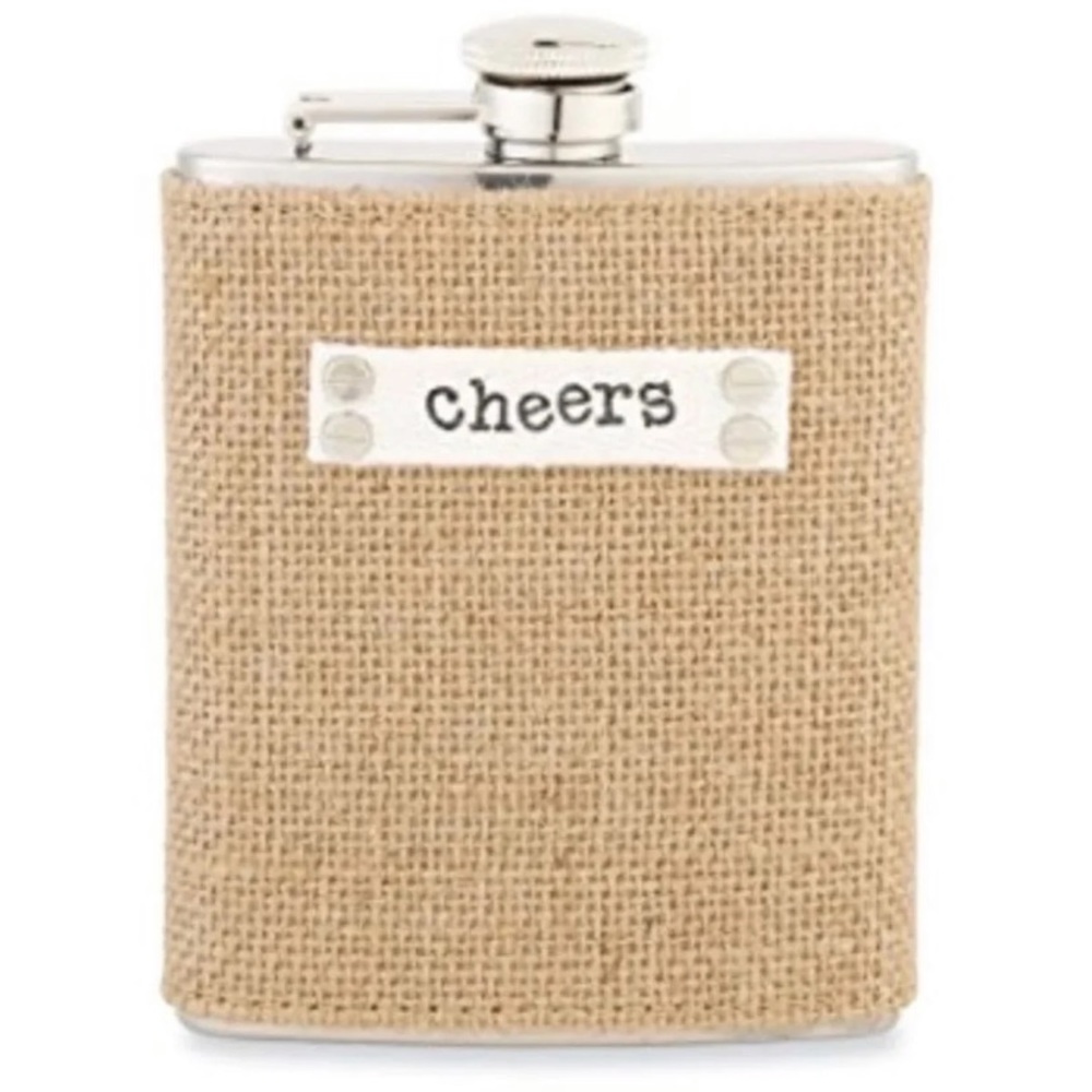 Burlap Cheers Flask is NWT